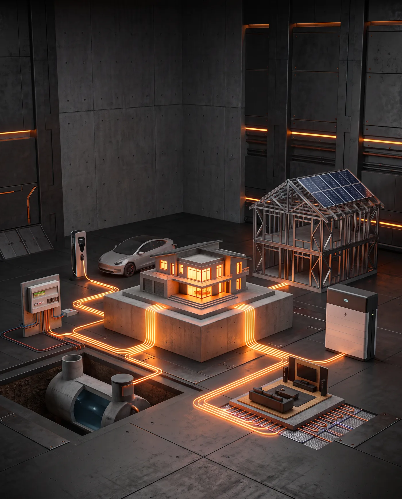 Energia, água, estrutura e tecnologia conectadas em uma única casa